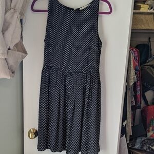 LOFT Blue and White Sleeveless Crew Neck Mini Dress